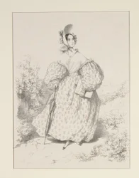 À la campagne. Huillet 1835. Robe de jaconas,...
