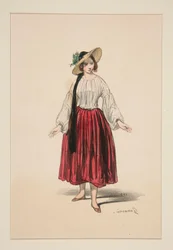 Bergère. Chapeau de paille garni de velours.