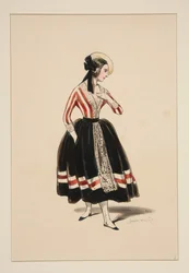 Coquette de village. Béret de paille. ...