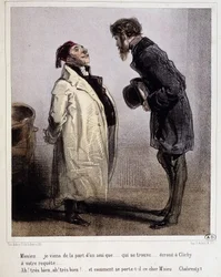 Débiteur et créancier, dessin de Gavarni, vers 1840