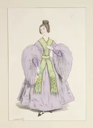 En soirée. (Mars 1835.) Robe en mousseline de soie...