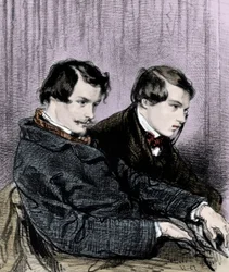 Frères Goncourt - Edmond de Goncourt (1822-1886) et Jules de Goncourt (1830-1870) dans une loge au théâtre