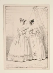 JANVIER 1838. Robe en crêpe garnie d