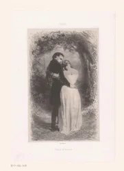 Couple amoureux sur un chemin forestier