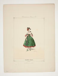 Paysanne Basque. Chapeau de velours garni de houppes de chenille.