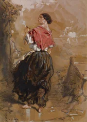Jeune paysanne fumant