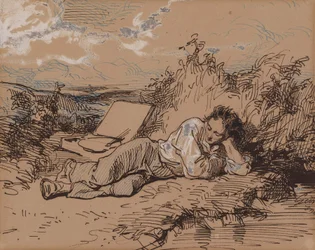Jeune artiste endormi près d