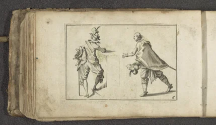 Deux acteurs avec sabre et chapeau à plumes