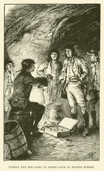 Turpin et sa bande dans leur grotte à Epping Forest