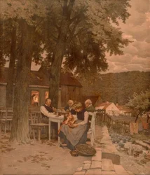 La famille dans le jardin