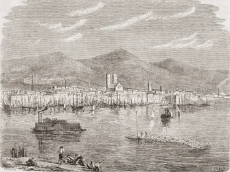 Montréal dans les années 1860, gravé par Auguste Trichon (né en 1814)