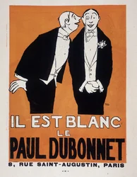 Publicité pour les alcools Paul Dubonnet par Paul Iribe (1883-1935) (deux hommes en tenue de soirée), "Le Témoin", 28/12/1907.