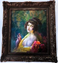 Femme avec une coiffe antique