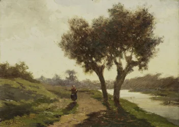 Paysage avec deux arbres