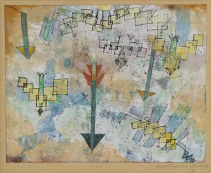 Oiseaux plongeant et flèches