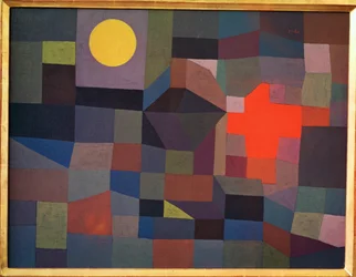 Feu à la pleine lune (peinture sur toile)
