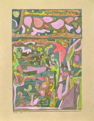 Le soleil découvrant que le monde des couleurs existe déjà, composition compliquée