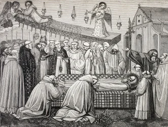Mort de saint Benoît de Nursie ou San Benedetto Da Norcia, 480-547, à l