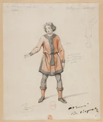 Gounod - La nonne sanglante - Quatre maquettes de costumes par Paul Lormier - 1. Villageois bohémien