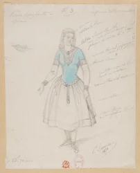 Gounod - La nonne sanglante - Quatre maquettes de costumes par Paul Lormier - 3. Paysanne bohémienne