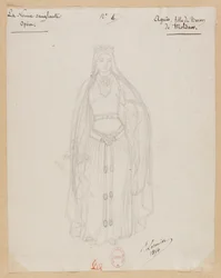 Gounod - La nonne sanglante - Quatre maquettes de costumes par Paul Lormier - 4. Agnès, fille du baron de Moldaw