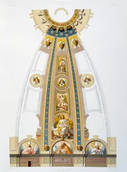 Décoration en mosaïque du grand dôme, chromolithographie du Vatican et de la basilique Saint-Pierre