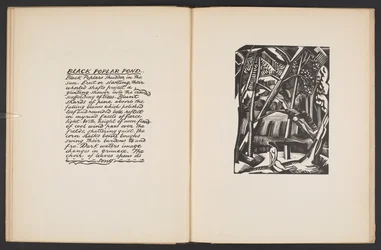 Black Poplar Pond, illustration tirée de "Places. 7 estampes reproduites à partir de planches dessinées et gravées par Paul Nash, avec des illustrations en prose". Londres, William Heinemann