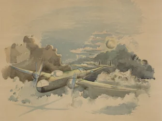 Voyage au clair de lune, Hampden vole au-dessus des nuages
