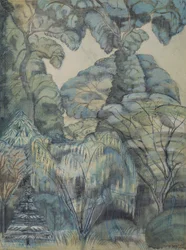 Arbres dans le jardin des oiseaux, Iver Heath