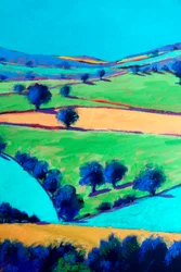 Cotswold Valley #2 (détail), 2024 (acrylique sur panneau)