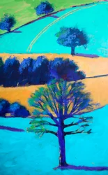 Cotswold Valley #3 (détail), 2024 (acrylique sur panneau)