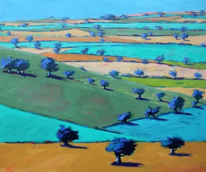 Cotswold Way, From Broadway #2, 2022 (acrylique sur panneau)