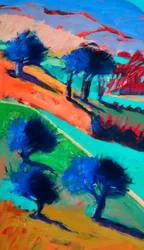 Looking West #2 (détail), 2024 (acrylique sur panneau)