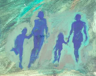 Mères et enfants, 2024 (acrylique sur papier)
