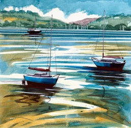 Estuaire de la rivière, 2024 (aquarelle sur papier)
