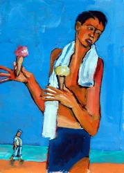 Deux cornets, 2024 (acrylique sur papier)