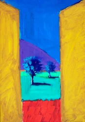 Volets jaunes, 2024 (acrylique sur papier)