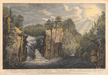Vue des chutes du Passaic, ou Second River, dans la province du New Jersey