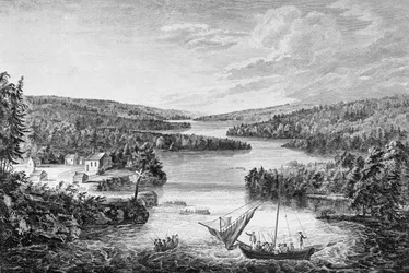 Vue de Miramichi, une colonie française dans le golfe du Saint-Laurent, 1760