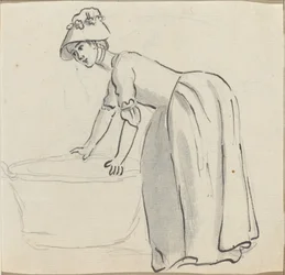 Fille avec un bonnet au travail [recto]