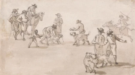 Groupe de figures : une bagarre de chiens