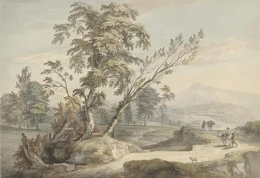 Paysage italianisant avec voyageurs n°2, vers 1760