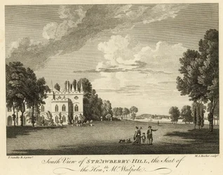 Vue sud de Strawberry Hill, Twickenham, Londres, la résidence de l