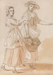 Deux filles portant un panier