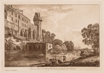 Vues du Château de Warwick : La Tour de César et une Partie du Château de Warwick depuis l