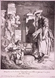 Femme avec un raree show, Cris de Londres, 1760