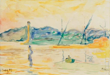 Entrée du port de Saint-Tropez au coucher du soleil