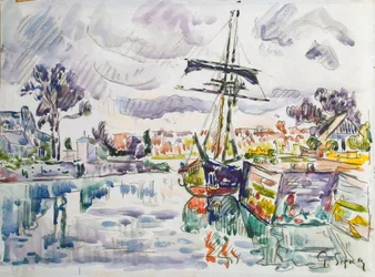 Voilier à un quai, années 1920