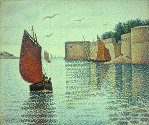 Bateau sardinier et vieille ville, Concarneau