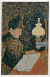 Femme sous la lampe